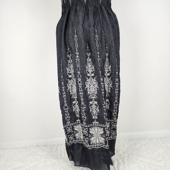 Anthropologie Lapis Strapless Long Dress Smocked Stretchy Upper Floral One Size - Picture 9 of 15